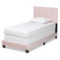 Baxton Studio Caprice Modern and Contemporary Glam Light Pink Velvet Fabric Twin Size Panel Bed 183-11253-Zoro